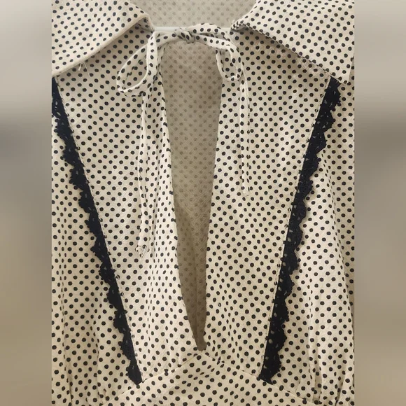 Free People Polka Dot Ruffle Sleeve Dress, Size Small Petite, Cotton. - Picture 3 of 9